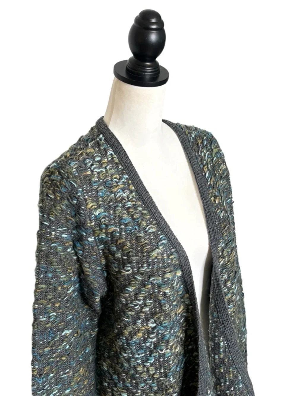 Anthropologie Moth Keavy Jacquard Open Cardigan Chunky Knit Cocoon Size M *Read